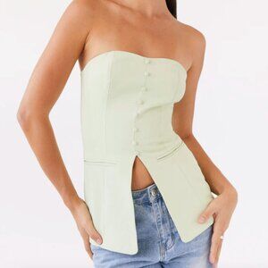 Peppermayo Riveria Tailored Strapless Top Green Zest Size 2